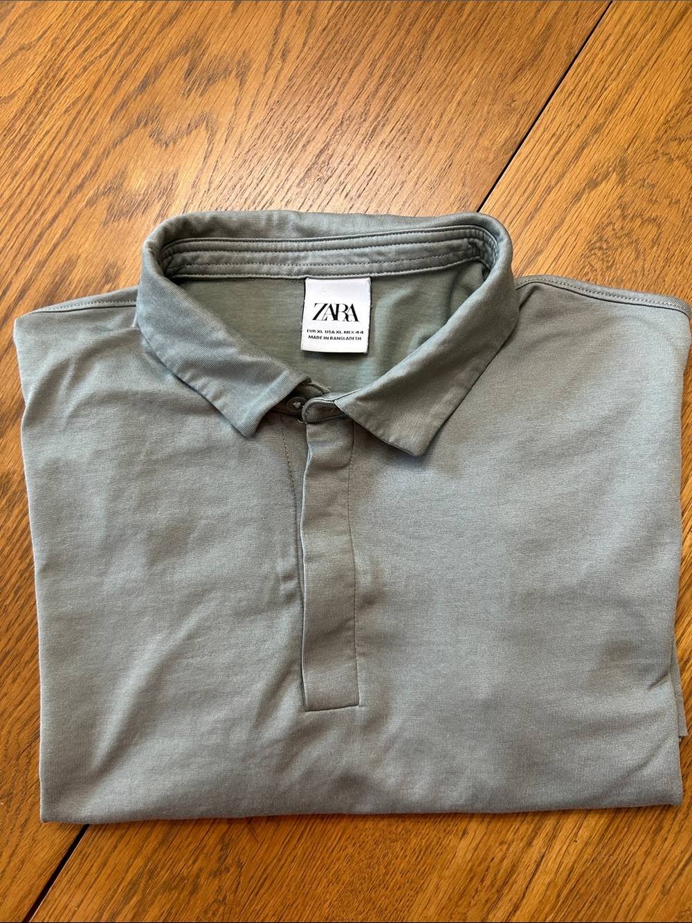 Zara Men's Polo in muted sage green